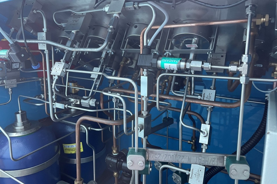 Pipe work inside test panel slider